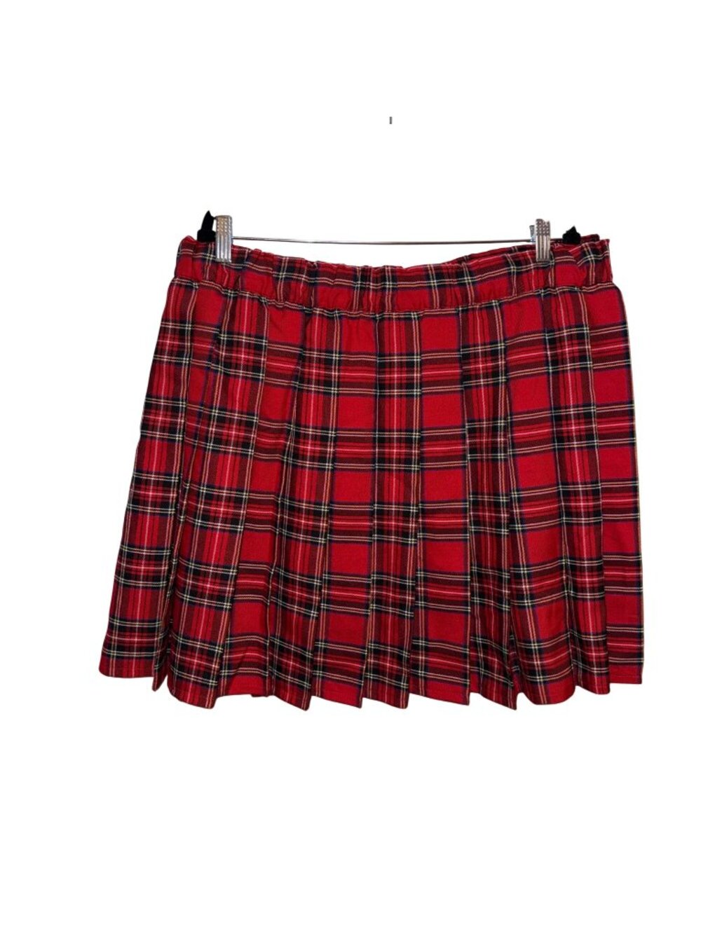 Sport Kilt Stewart Royal Red Plaid Womens Elastic Waist Pleated Velcro Closure
